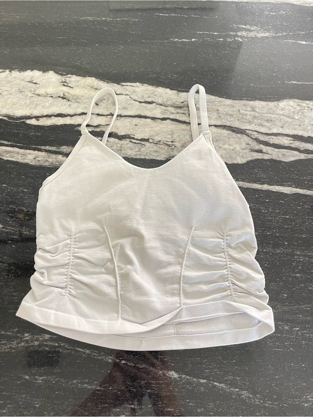 FP Movement by Free People White Ruched Cropped Tank Top